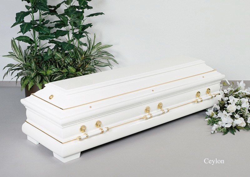 Produktfoto Sargmodell CEYLON weiss, Eiche Klavierlack